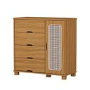 Ver imagem 2 de Cômoda para Quarto 4 Gavetas e 1 Porta MDF Clara Marrom/Nature