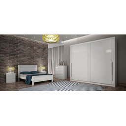 Guarda Roupa Casal 100% Mdf 2 Portas 8 Gavetas - Orion-branco - Móveis Novo Horizonte - 1