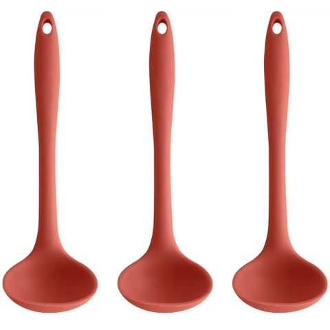 3 Kit de Conchas Silicone Cozinha Sopa Caldo Feijão ou Terracota Talher Utensílios