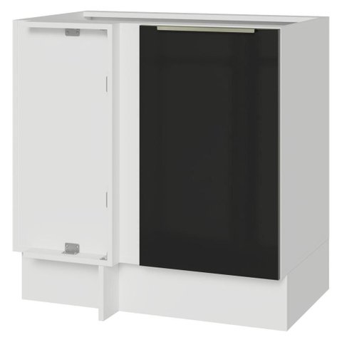 Balcão de Canto 1 Porta (sem Tampo) Branco/preto Lux Madesa Branco/preto