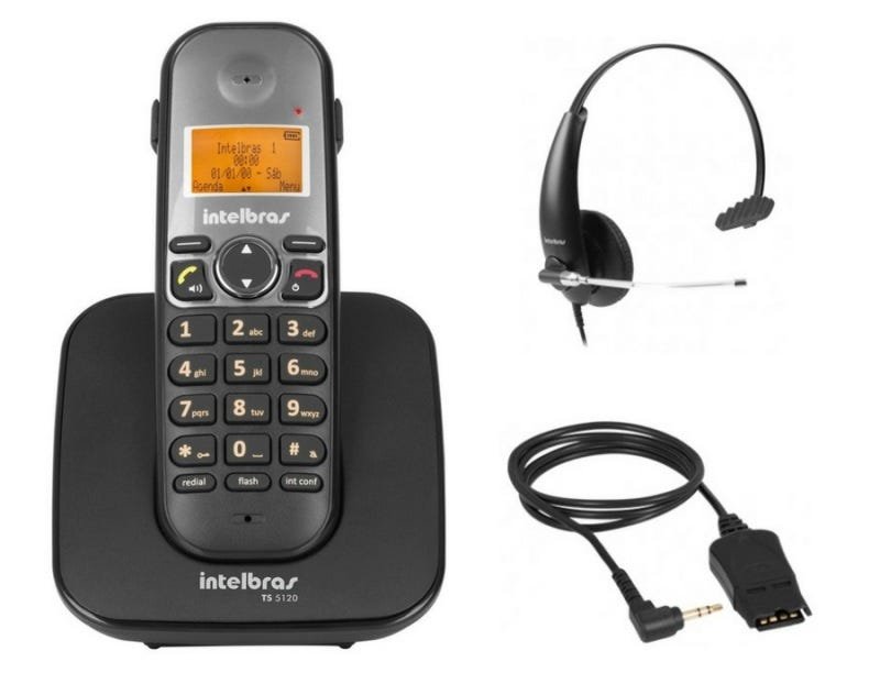 Kit Telefone sem Fio TS 5120 com Headset Ths 50 Intelbras - 1