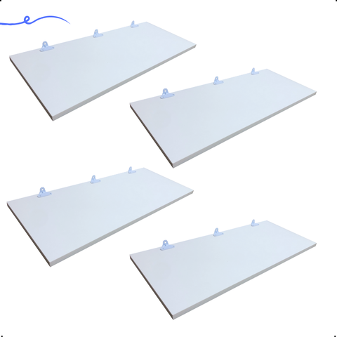 Kit 4 Prateleira Branca 60X30 + Suporte Flutuante Mdf  Organizadora Decoração Cozinha Banheiro Sala