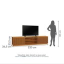 Ver imagem 3 de Rack para TV até 85 Polegadas 100% MDF com 2 Portas Ripadas 220x53,5x36,5cm