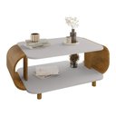 Ver imagem 1 de Mesa de Centro Sala Floripa com Pés de Madeira Maciça Off White/naturale