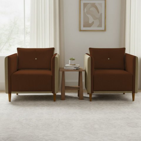 Kit 2 Poltronas Aviv para Sala Escritório Recepção Linho Premium Easy Clean Corino Premium Luxo