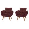 Kit 2 Poltrona Decorativa Gran Opala Suede Marsala para Sala de Estar Luxo Escritório Quarto - 1