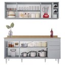 Ver imagem 7 de Armário de Cozinha Nevada e Balcão 180cm com Tampo Dallas Cinza Claro/castanho - Lumil