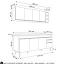 Ver imagem 4 de Armário de Cozinha Nevada e Balcão 180cm com Tampo Dallas Cinza Claro/castanho - Lumil