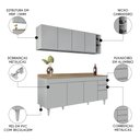 Ver imagem 3 de Armário de Cozinha Nevada e Balcão 180cm com Tampo Dallas Cinza Claro/castanho - Lumil