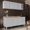 Ver imagem 1 de Armário de Cozinha Nevada e Balcão 180cm com Tampo Dallas Cinza Claro/castanho - Lumil