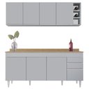 Ver imagem 6 de Armário de Cozinha Nevada e Balcão 180cm com Tampo Dallas Cinza Claro/castanho - Lumil