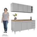 Ver imagem 5 de Armário de Cozinha Nevada e Balcão 180cm com Tampo Dallas Cinza Claro/castanho - Lumil