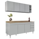 Ver imagem 2 de Armário de Cozinha Nevada e Balcão 180cm com Tampo Dallas Cinza Claro/castanho - Lumil