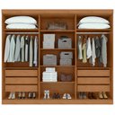 Ver imagem 6 de Guarda-roupas Casal Bertha 6 Portas 6 Gavetas sem Espelho com Pés- Lopas Amendoa Clean/off White