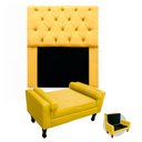 Ver imagem 1 de Kit Cabeceira Mirage + Calçadeira Baú Felix Solteiro 100cm Suede - Ecotec Decor:Amarelo