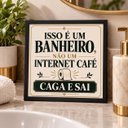 Ver imagem 2 de Quadro Aviso Divertido Banheiro 33x33cm Mold Preta Vidro