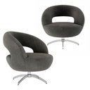 Ver imagem 2 de Kit 2 Poltronas Decorativas com Base Giratória em Alumínio Veludo Cinza Rigel Larbelle