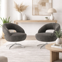 Ver imagem 1 de Kit 2 Poltronas Decorativas com Base Giratória em Alumínio Veludo Cinza Rigel Larbelle
