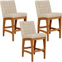 Ver imagem 2 de Kit 03 Banquetas Baixa para Cozinha Bancada Bar Sala Jantar Fixa Mila L02 Linho Bege - Lyam Decor