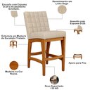 Ver imagem 6 de Kit 03 Banquetas Baixa para Cozinha Bancada Bar Sala Jantar Fixa Mila L02 Linho Bege - Lyam Decor