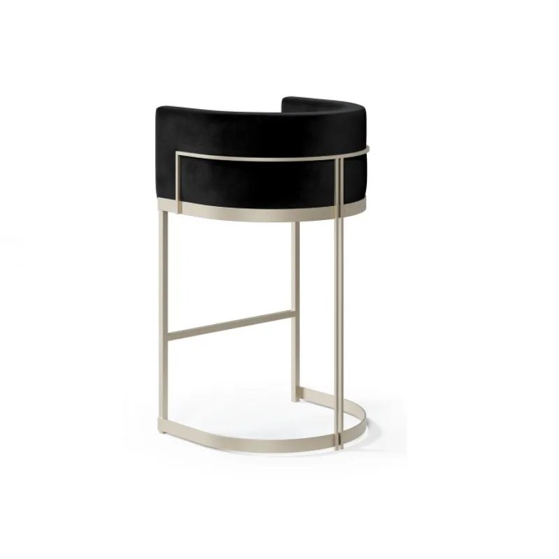 Banqueta Alabama em Estofado Várias Cores Base Aço Preto Tam G - Datelli Design - 4