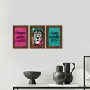 Ver imagem 3 de Kit 3 Quadros para Decoração Leão Colorido Frases Sala