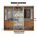 Ver imagem 3 de Guarda Roupa Casal Bugatti 6 Portas de Bater 4 Gavetas MDF com LED Amadeirado Bom Pastor Móveis
