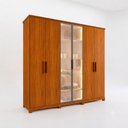 Ver imagem 2 de Guarda Roupa Casal Bugatti 6 Portas de Bater 4 Gavetas MDF com LED Amadeirado Bom Pastor Móveis