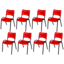 Ver imagem 2 de Kit 8 Cadeiras Iso Fixa Empilhável Escola Igreja Salão:vermelho