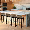 Ver imagem 6 de Kit 4 Banquetas Quadrada Junco Cappuccino para Balcão Ilha Cozinha Área Gourmet Bancada Piscina Bar