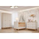 Ver imagem 2 de Dormitório Biscoito Guarda Roupa, Cômoda e Berço Off White/nature com Colchão Physical - Permó