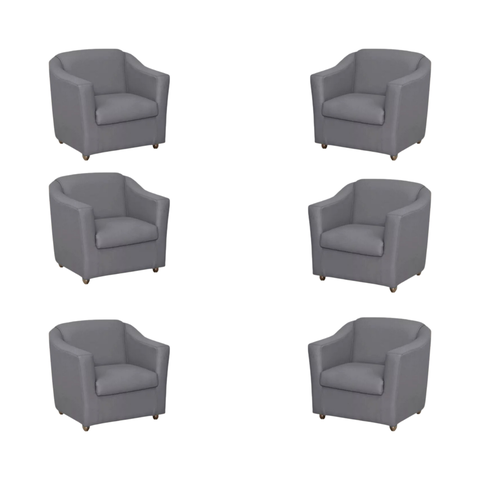 Kit 6 Poltronas Decorativa Reforçada Recepção Clinica Salão Courino Cinza