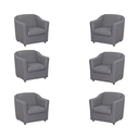Ver imagem 1 de Kit 6 Poltronas Decorativa Reforçada Recepção Clinica Salão Courino Cinza