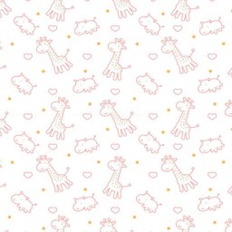 Papel de Parede Infantil Girafa e Hipopótamo Rosa 2,70x0,57m - 1