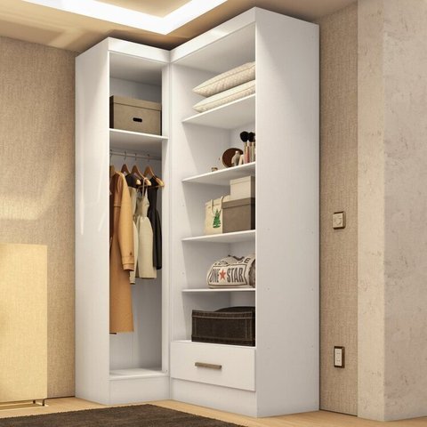 Closet Modulado de Canto 3 Peças 2 Gavetas Smart Plus Espresso Moveis