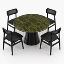 Ver imagem 3 de Mesa de Jantar Cone Redonda 110 cm Tampo Mármore Verde Vitória Régia Base Laca Preta