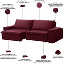 Ver imagem 3 de Sofá 3 Lugares Retrátil Reclinável para Sala 245cm Malfati F04 Veludo Vermelho - Lyam Decor