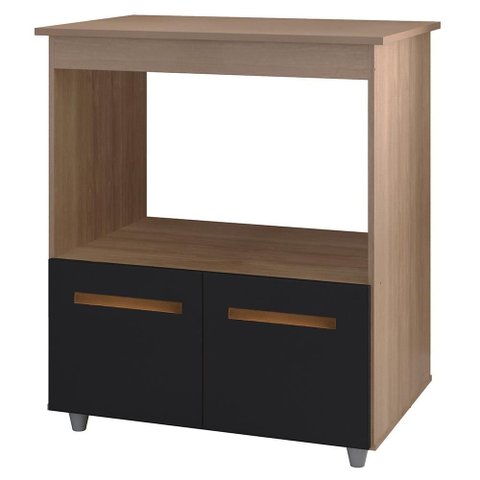 Balcao Multiuso Forno 2p 75 Cm Angela Savana Preto Mobbs