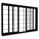 Ver imagem 1 de Janela de Aço de Correr Central 4 Folhas com Grade Quadrada e Fecho Embutido