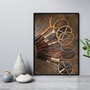 Ver imagem 1 de Quadro Retrô Tênis - Fotos Raquetes 33x24cm - com Vidro:madeira Branca
