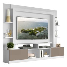 Estante para TV até 65" Multimóveis Oslo FG3395 Branca/Lacca Fumê - 1