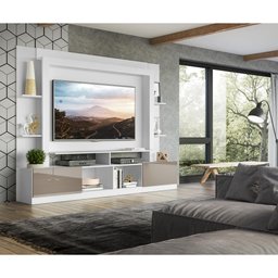 Estante para TV até 65" Multimóveis Oslo FG3395 Branca/Lacca Fumê - 7
