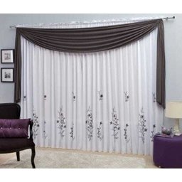 Cortina Para Sala Marrom Florido Florestal Facil Lavar Sulta - 1