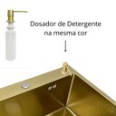 Ver imagem 2 de Cuba Dupla 78X43 Inox Dourado Quadrada Gourmet c/ Acessórios