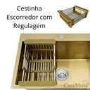 Ver imagem 3 de Cuba Dupla 78X43 Inox Dourado Quadrada Gourmet c/ Acessórios