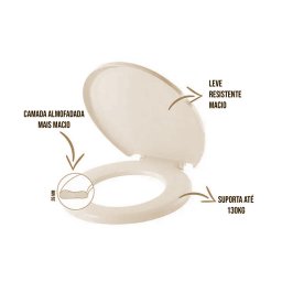 ASSENTO OVAL ALMOFADADO SUAVIT BEGE CONVENCIONAL PP TIGRE  - 4
