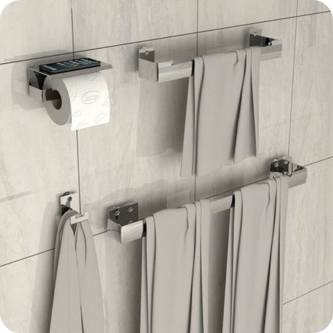 Kit Acessórios para Banheiro Inox com Ventosa 4 Peças Elg