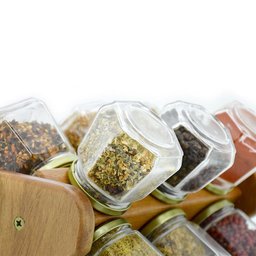 Porta Temperos Giratório em Madeira com 12 Potes de Vidro - 5