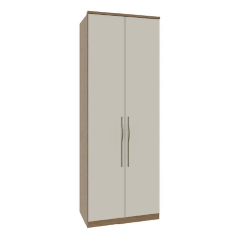 Guarda Roupa Modulado 02 Portas com Colmeia 245cm Altura Setiba - Carvalho/Palha