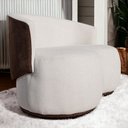 Ver imagem 4 de Namoradeira Beatriz 130cm Boucle com Tecido Calacata: Bege / Marrom